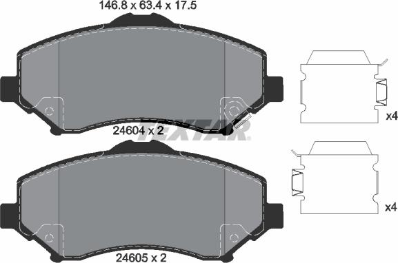 Textar 2460402 - Bremžu uzliku kompl., Disku bremzes ps1.lv