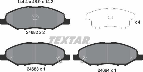 Textar 2468201 - Bremžu uzliku kompl., Disku bremzes ps1.lv