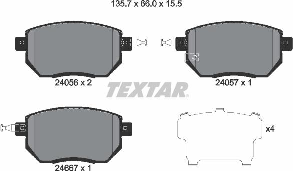 Textar 2405601 - Bremžu uzliku kompl., Disku bremzes ps1.lv