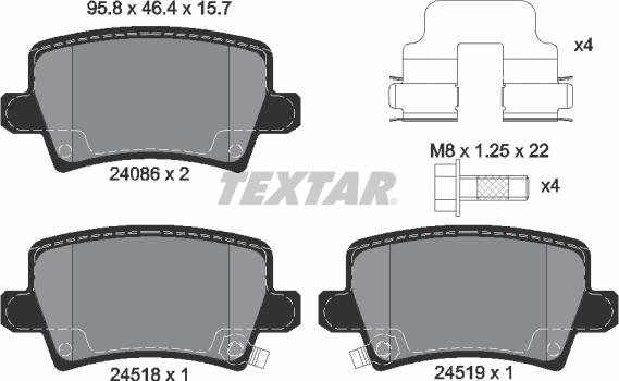 Textar 2408601 - Bremžu uzliku kompl., Disku bremzes ps1.lv