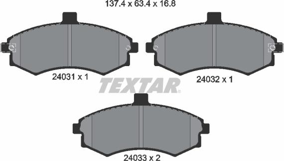 Textar 2403101 - Bremžu uzliku kompl., Disku bremzes ps1.lv