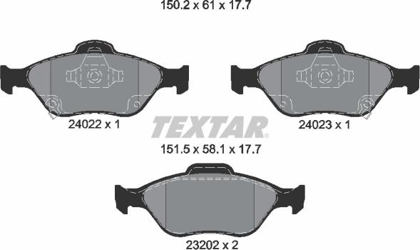 Textar 2402201 - Bremžu uzliku kompl., Disku bremzes ps1.lv