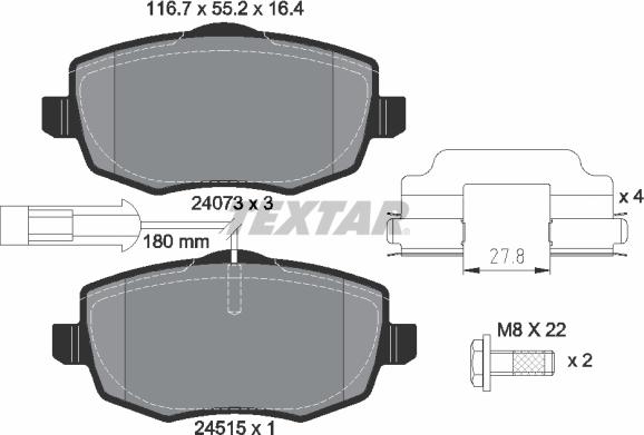 Textar 2407304 - Bremžu uzliku kompl., Disku bremzes ps1.lv