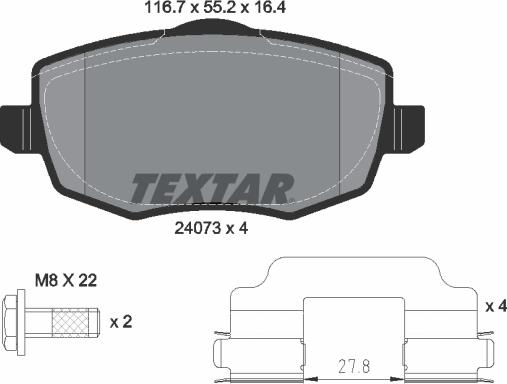 Textar 2407301 - Bremžu uzliku kompl., Disku bremzes ps1.lv