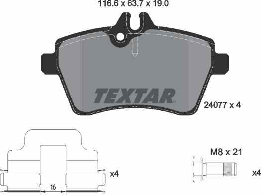 Textar 2407701 - Bremžu uzliku kompl., Disku bremzes ps1.lv