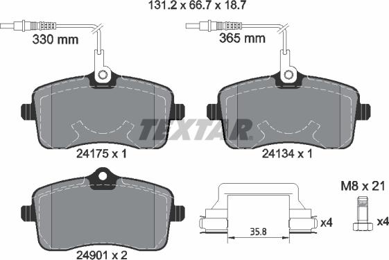 Textar 2417501 - Bremžu uzliku kompl., Disku bremzes ps1.lv