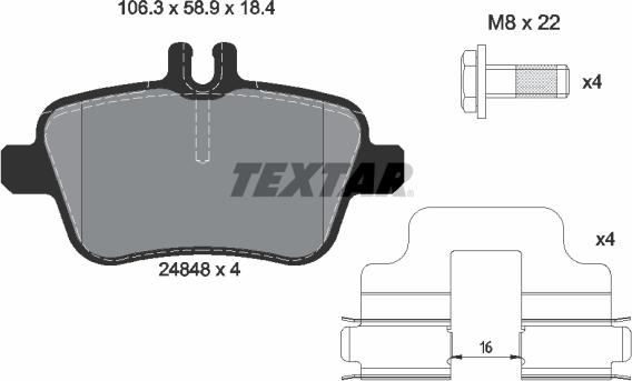 Textar 2484803 - Bremžu uzliku kompl., Disku bremzes ps1.lv