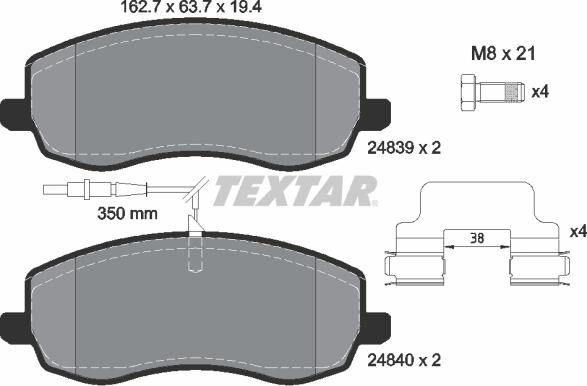 Textar 2483901 - Bremžu uzliku kompl., Disku bremzes ps1.lv