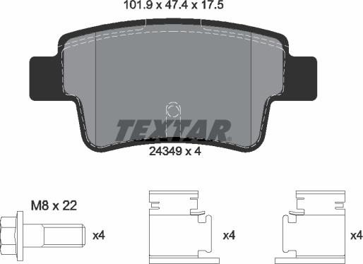 Textar 2434901 - Bremžu uzliku kompl., Disku bremzes ps1.lv