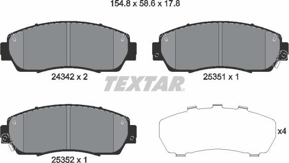 Textar 2434201 - Bremžu uzliku kompl., Disku bremzes ps1.lv