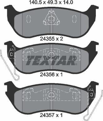 Textar 2435501 - Bremžu uzliku kompl., Disku bremzes ps1.lv