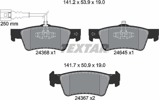 Textar 2436801 - Bremžu uzliku kompl., Disku bremzes ps1.lv