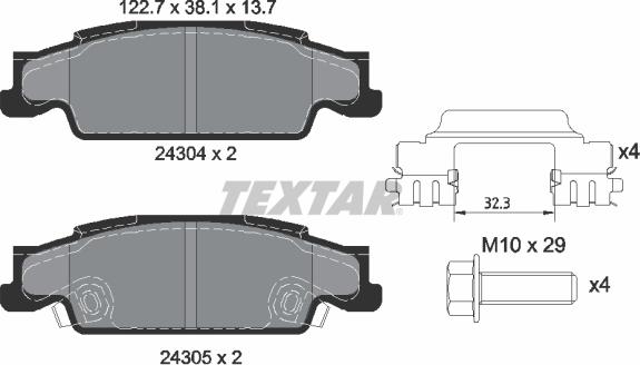 Textar 2430402 - Bremžu uzliku kompl., Disku bremzes ps1.lv