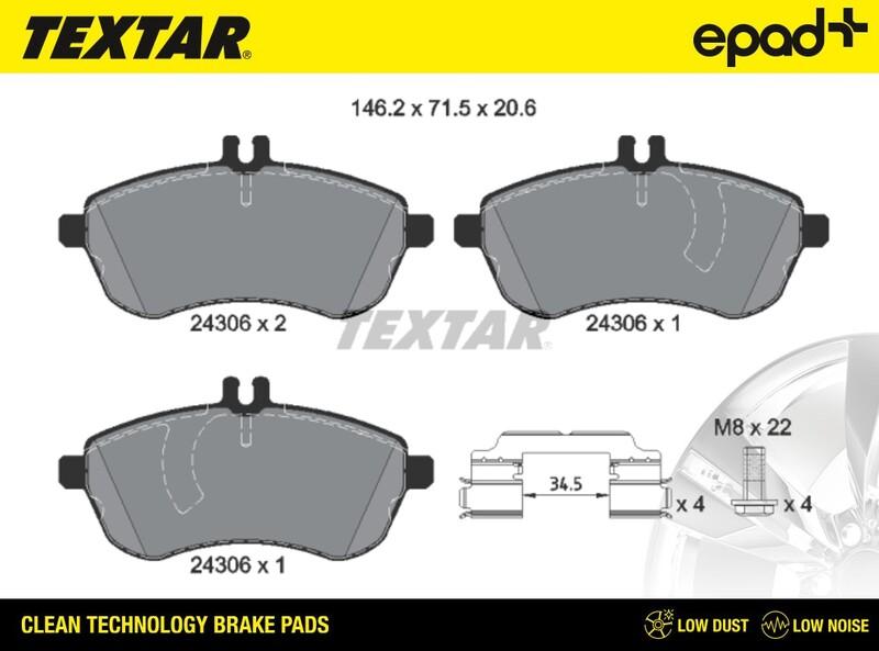 Textar 2430601CP - Bremžu uzliku kompl., Disku bremzes ps1.lv