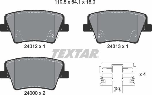 Textar 2431201 - Bremžu uzliku kompl., Disku bremzes ps1.lv