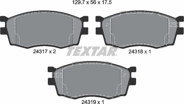 Textar 2431701 - Bremžu uzliku kompl., Disku bremzes ps1.lv