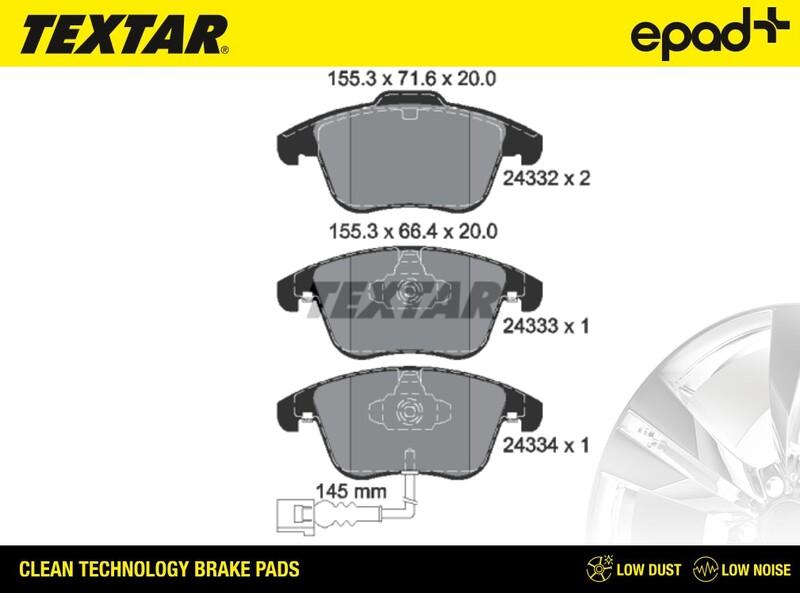 Textar 2433301CP - Bremžu uzliku kompl., Disku bremzes ps1.lv