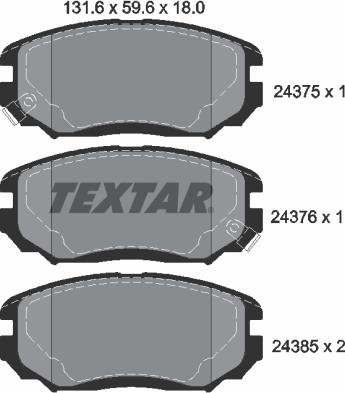 Textar 2437501 - Bremžu uzliku kompl., Disku bremzes ps1.lv