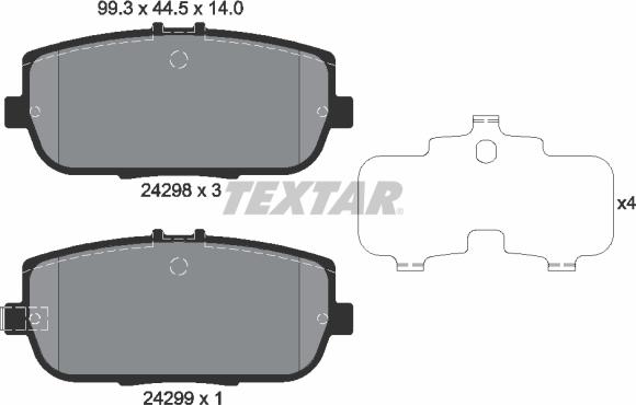 Textar 2429801 - Bremžu uzliku kompl., Disku bremzes ps1.lv