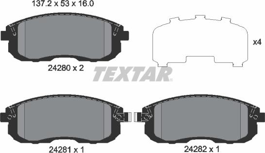 Textar 2428001 - Bremžu uzliku kompl., Disku bremzes ps1.lv