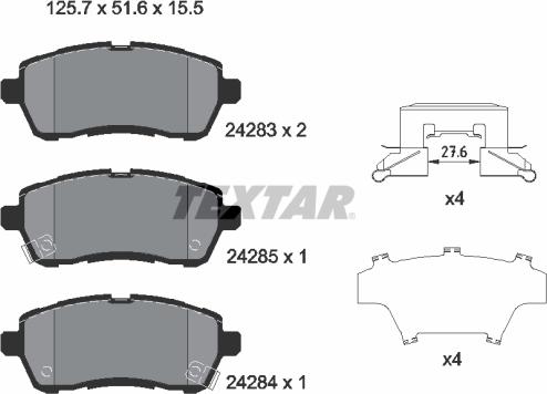 Textar 2428303 - Bremžu uzliku kompl., Disku bremzes ps1.lv