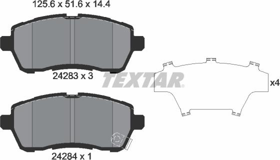 Textar 2428314 - Bremžu uzliku kompl., Disku bremzes ps1.lv