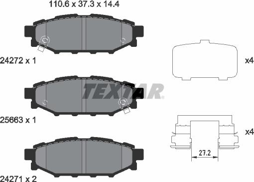 Textar 2427201 - Bremžu uzliku kompl., Disku bremzes ps1.lv