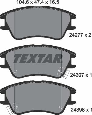 Textar 2427701 - Bremžu uzliku kompl., Disku bremzes ps1.lv