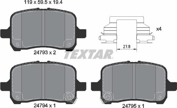 Textar 2479301 - Bremžu uzliku kompl., Disku bremzes ps1.lv