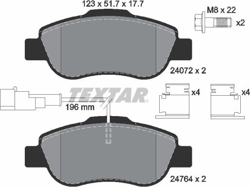 Textar 2476401 - Bremžu uzliku kompl., Disku bremzes ps1.lv