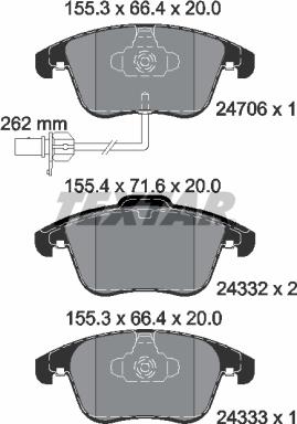 Textar 2470601 - Bremžu uzliku kompl., Disku bremzes ps1.lv