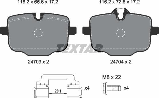 Textar 2470303 - Bremžu uzliku kompl., Disku bremzes ps1.lv