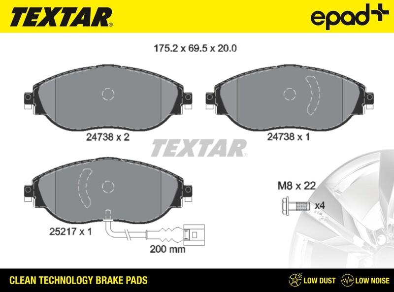 Textar 2473803CP - Bremžu uzliku kompl., Disku bremzes ps1.lv