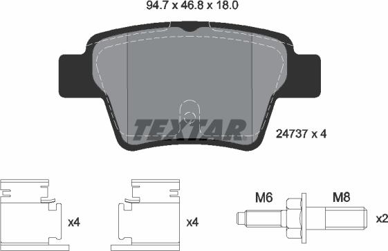 Textar 2473701 - Bremžu uzliku kompl., Disku bremzes ps1.lv