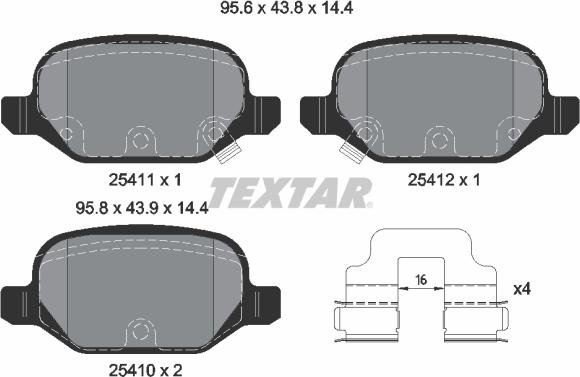 Textar 2541101 - Bremžu uzliku kompl., Disku bremzes ps1.lv