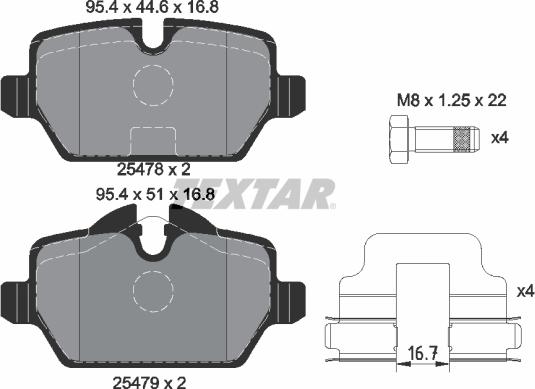 Textar 2547801 - Bremžu uzliku kompl., Disku bremzes ps1.lv