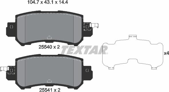 Textar 2554001 - Bremžu uzliku kompl., Disku bremzes ps1.lv