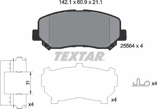 Textar 2556403 - Bremžu uzliku kompl., Disku bremzes ps1.lv