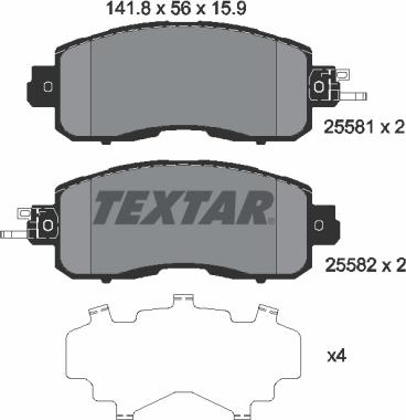 Textar 2558101 - Bremžu uzliku kompl., Disku bremzes ps1.lv