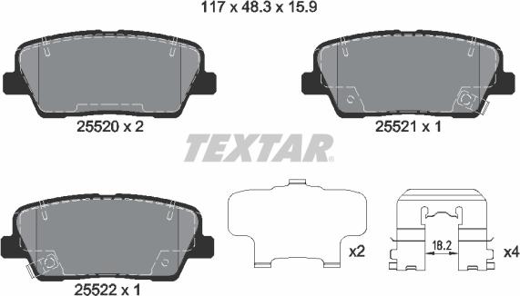 Textar 2552001 - Bremžu uzliku kompl., Disku bremzes ps1.lv