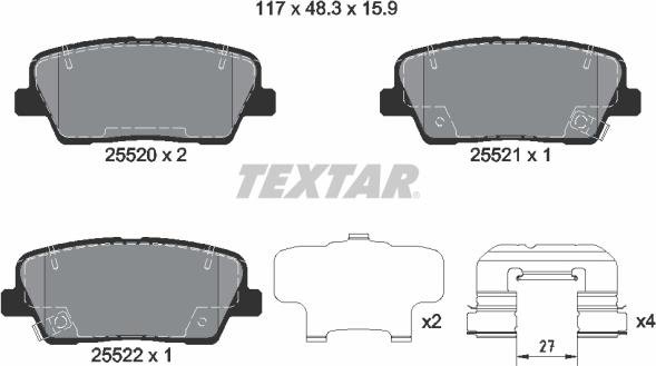 Textar 2552008 - Bremžu uzliku kompl., Disku bremzes ps1.lv