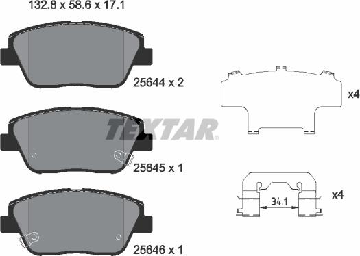 Textar 2564401 - Bremžu uzliku kompl., Disku bremzes ps1.lv