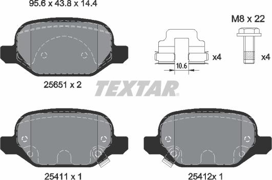 Textar 2565101 - Bremžu uzliku kompl., Disku bremzes ps1.lv