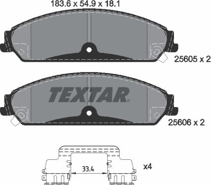 Textar 2560501 - Bremžu uzliku kompl., Disku bremzes ps1.lv