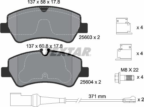 Textar 2560303 - Bremžu uzliku kompl., Disku bremzes ps1.lv