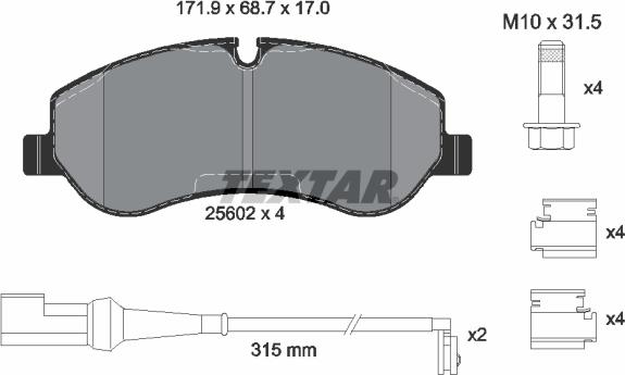 Textar 2560201 - Bremžu uzliku kompl., Disku bremzes ps1.lv