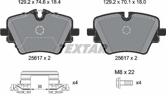 Textar 2561703 - Bremžu uzliku kompl., Disku bremzes ps1.lv