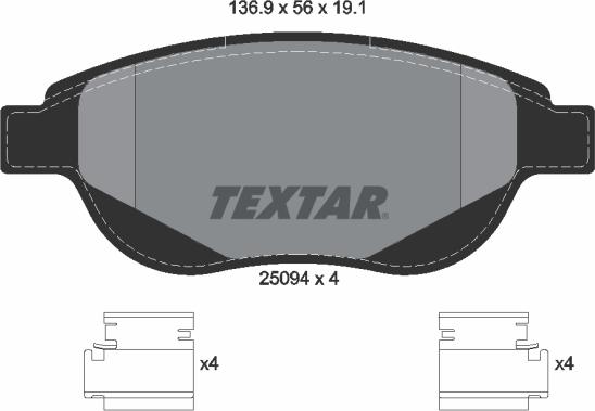 Textar 2509401 - Bremžu uzliku kompl., Disku bremzes ps1.lv