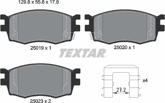 Textar 2501901 - Bremžu uzliku kompl., Disku bremzes ps1.lv