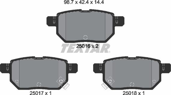 Textar 2501601 - Bremžu uzliku kompl., Disku bremzes ps1.lv